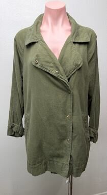 Love Tree Olive Linen Blend Moto Jacket Women's M